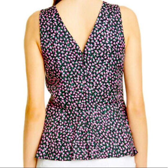 REBECCA TAYLOR Wild Rose Silk Peplum Tank Top Blouse - Picture 3 of 4